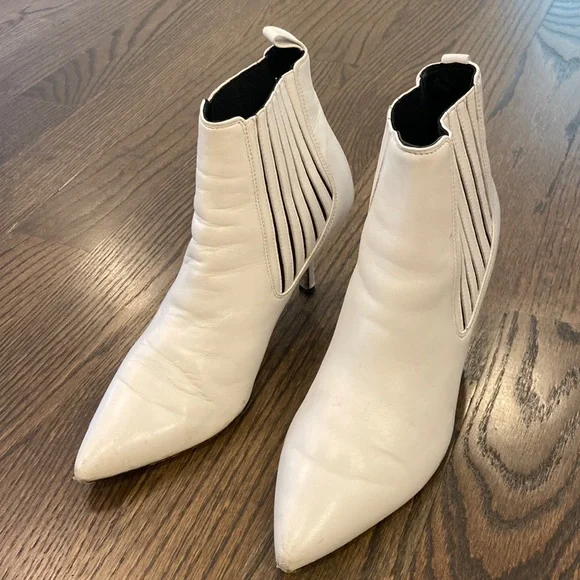 Diane Von Furstenberg Shoes Dvf White Leather Booties Poshmark